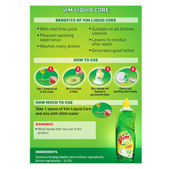 Vim Dish wash Liquid Fresh Scent New Toughest Stains Remover-17 Ounce (25 Count)
