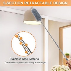 2 Pack Microfiber Feather Duster for Cleaning with Extendable Pole Hand Washable