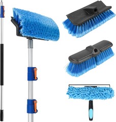 20 FT Exterior House Cleaning Brush Set with 5-12 Foot Telescoping Extension Pol
