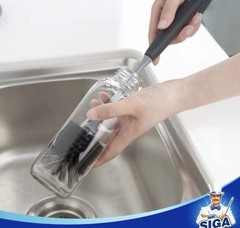 MR.SIGA Black Flexible Long Handle Bottle Brush for Bottles, Mugs, Glass, 2Pack