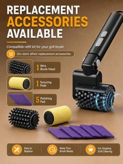 Electric Grill Brush, Cordless Automatic BBQ Cleaner with 3-Speed Control, Recha