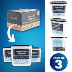 Moisture Absorber Charcoal Tub 18 oz, 3-Pack | Odor Eliminator & Humidity Contro
