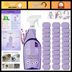 All-in-One Multi-Surface Cleaner Spray with Stain Removal Tablets – 1 Bottle + 3