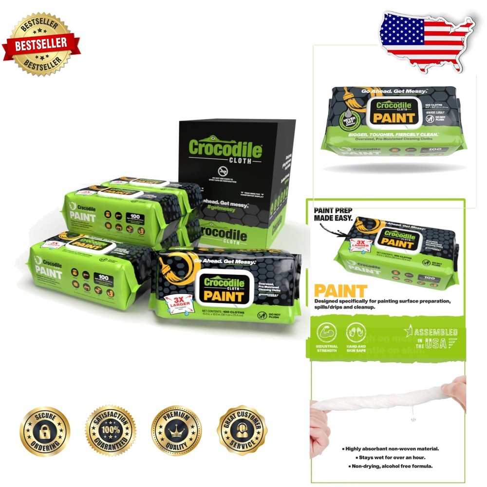 Professional Paint Wipes 600ct 6-Pack – Giant, Unscented, Tough Residue Remover