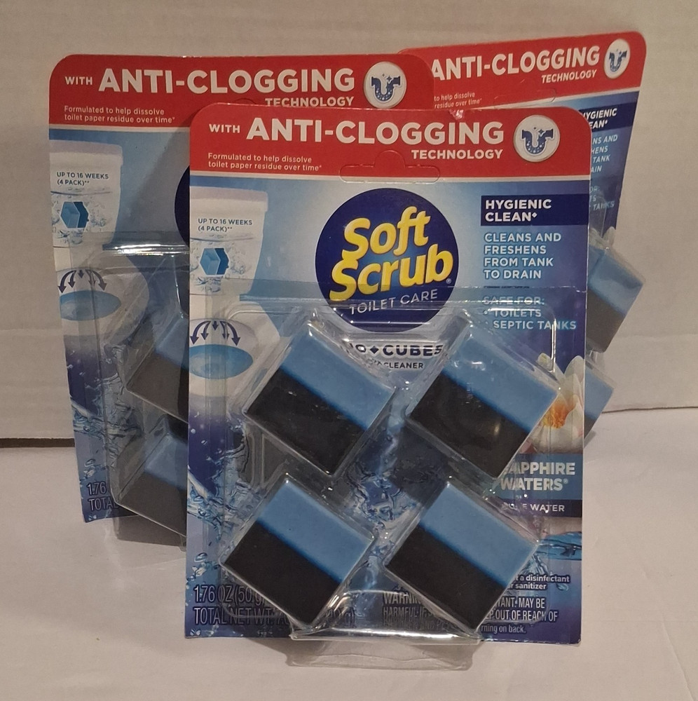 Soft Scrub Toilet Care Duo-Cubes In-Tank Cleaner, Sapphire Waters, 4-Pack