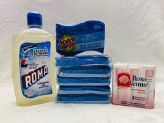 Cleaning Supplies Bundle – Detergent, Scrub Sponges & Bar Soap – New