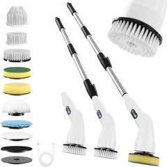 Electric Spin Scrubber, Cordless Bathroom Shower Scrubber with Long Handle, W…