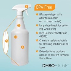Natural Plastic Carafe Spray Bottle 2 Pack w/ White Trigger Sprayer 32oz