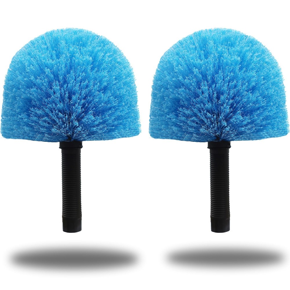Cobweb Duster Brush Head 2 Pack Twist On Outdoor Indoor Cleaning Blue