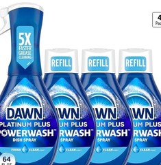 Dawn Powerwash Spray, Dish Soap, Dishwashing Liquid, Fresh, 1 Starter Kit + 3 Re