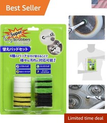 Super Sonic Scrubber Replacement Pad Set – 12 Multicolor Pads for Optimal Cle…