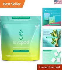 Natural Dishwasher Pods | Plant-Based Enzyme Dishwasher Detergent, Lemongrass…