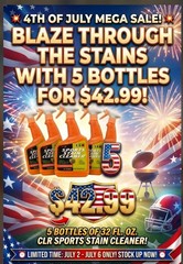 CLR Sports Stain Remover Spray w/Odor Guard, 32oz🔥 5 Bottles Lot 🔥🔥🔥🔥🔥🔥