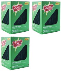 Scotch Brite Heavy Duty Industrial Size Box of 20 Scour Pads 6″x9″ ~ Lot of 3