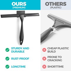 2pcs Shower Squeegee for Glass Doors with Adhesive Hanging Hook Set