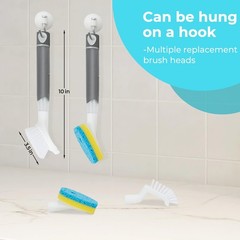 Soap Dispenser Dish Scrubber Brush for Dishes Pots Pans with 3 Replacement Heads