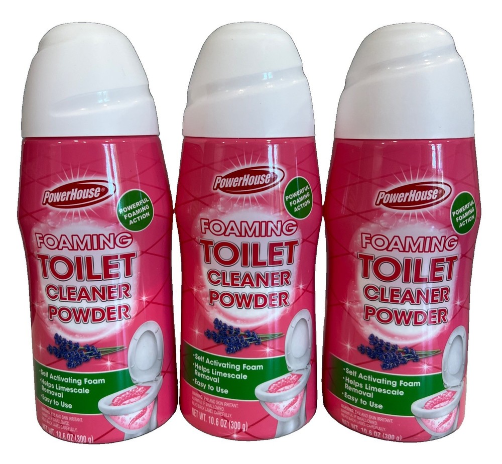 3x Power House Foaming Toilet Cleaner Powder 10.5 oz Each New DHH
