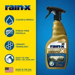 Rain-X Cerami-X Glass Cleaner & Water Repellent 23oz Haze-Free Formula