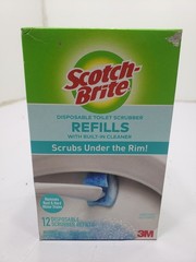 Lot of 2 Scotch-Brite 12 Disposable Toilet Scrubber Refills W/Built-In Cleaner