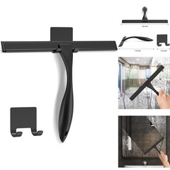 10in Stainless Steel Shower Squeegee for Glass Doors, Mirrors, Tiles, Car Black