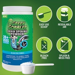 Drain Clog Remover Powder – 20+ Treatments, Grease & Oil Breakdown, Septic Safe