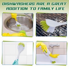 20 Pcs Light Green Kitchen Scrub Dish Brush Bulk with 11 Inch Anti Slip Handl…