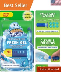 Scrubbing Bubbles Fresh Gel Toilet Cleaning Stamps – 24 Count, Rainshower Scent