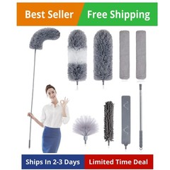 Microfiber Feather Duster 7PCS, Bendable Dusters with 100 inches Extension Po…