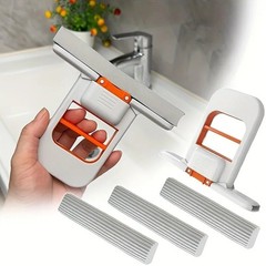 4pcs 1 Mop 3 Sponges No-Wash Desktop Cleaner Quick Cleaning Foldable Space
