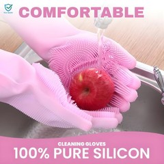 Silicone Hand Gloves for Dish Washing Kitchen Bathroom Car Cleaning Pack of 1