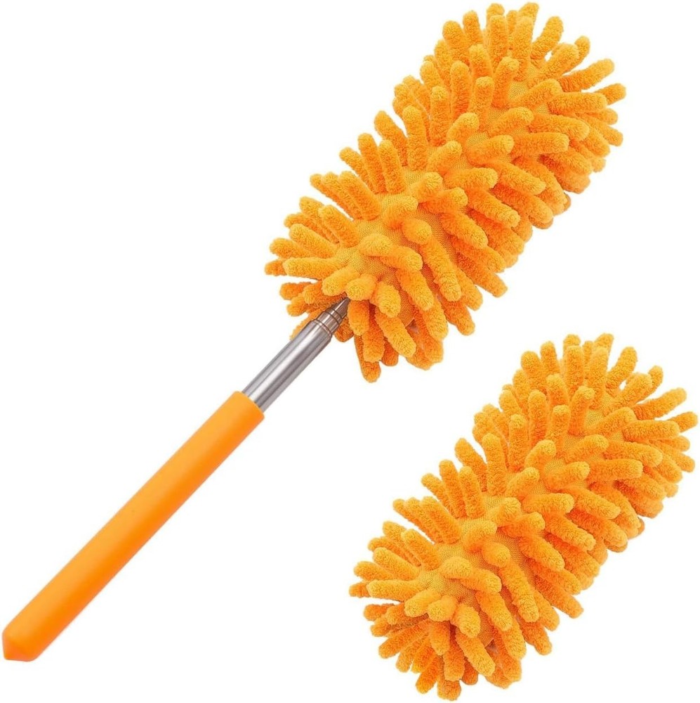 Extendable Microfiber Duster Set with 2 Washable Heads for Versatile Cleaning