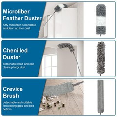 Microfiber Duster, 4PCS with Extension Pole(Stainless Steel) 30 to 100 Inches…