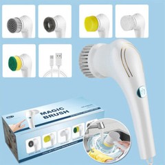 Cordless Electric Spin Scrubber, Rechargeable Turbo Cleaner with 5 Brush Heads