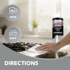 Weiman Stainless Steel Cleaner & Polisher 30 Ct Wipes Kitchen Appliance Anti