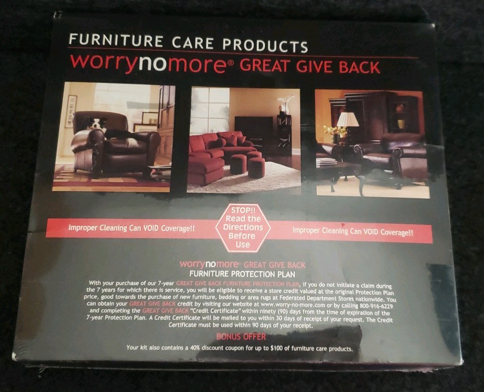 Worry No More Products Furniture Care Kit Brand New Sealed