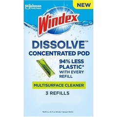 Windex Dissolve Concentrated Pods – 3-Pack (0.28 oz Each) + Plastic Spray Bottle