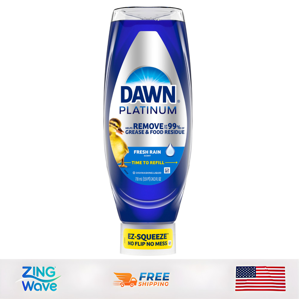 Dawn Platinum EZ-Squeeze Dish Soap, Fresh Rain, 24.3 floz – Grease Removal