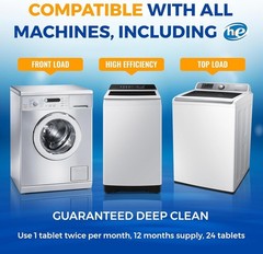 Bastion Washing Machine Cleaner, Deodorizer, & Descaler – 24 pack
