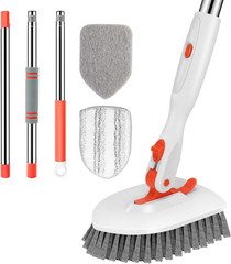 Floor Scrub Brush, 3-In-1 Tile Tub Floor Scrubber with 52-Inch Adjustable Long H