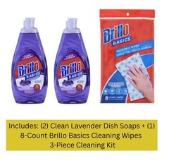 Brillo Dish Soap & Wipes Bundle | Clean Lavender Scent | 3-Piece Kit