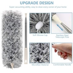 Duster with Extension Pole, 30-100 Inch & Bendable Microfiber Duster Head