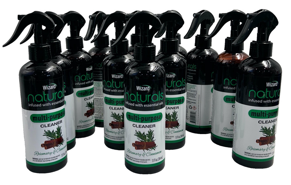 12 Wizard Naturals All Purpose Spray Cleaner Rosemary Cinnamon 13oz. 384ml.