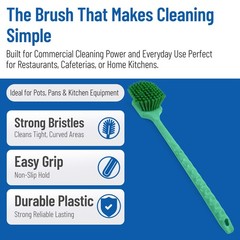 40501EC09 Plastic Large Scrub Brush, Kitchen Brush, Utility Brush With Long H…