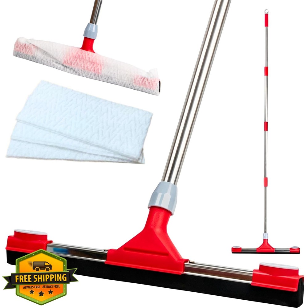 GleamGaGa Floor Squeegee 17.3” EVA Foam 62” Handle