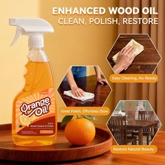 2-in-1 Furniture Polish Wood Cleaner – 2Pack Natural Orange Oil Spray Protect