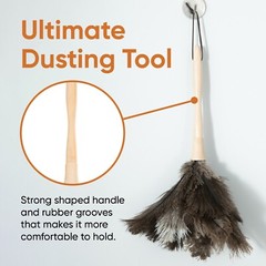 Ostrich Feather Duster for Cleaning Dust Remover with Wooden Grip Handle 3 Pack