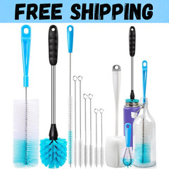 9PCS Bottle Brush Pipe Cleaning Kit Bong Brushes Water Bubbler Hose Tips Cleaner