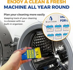Bastion Washing Machine Cleaner, Deodorizer, & Descaler – 24 pack