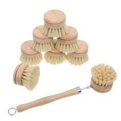 8pcs Kitchen Dish Brush: Scrub Cleaning Brushes with Bamboo Handle, Kitchen