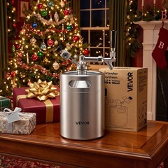 VEVOR 128oz Mini Keg, Pressurized Growler Tap System, 304 Stainless Steel…